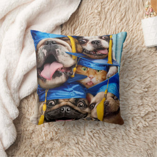 Dogs and Cat Grads in Photo Booth Cushion