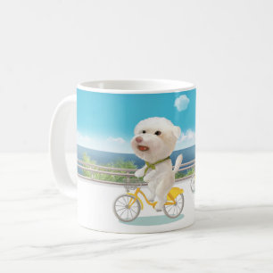 Dogs and Cats Biking by the Sea Coffee Mug
