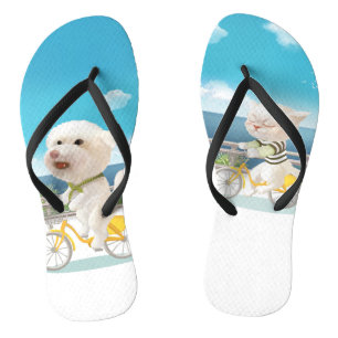 Dogs and Cats Biking by the Sea Flip Flops