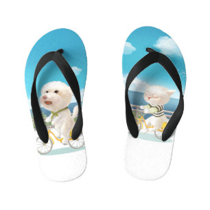 Dogs and Cats Biking by the Sea Kid's Flip Flops