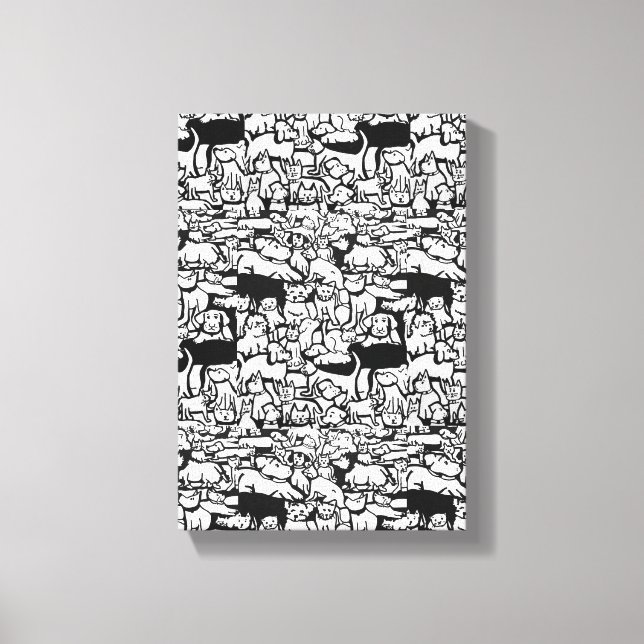 Dogs and Cats Cartoon" Canvas Art (Front)