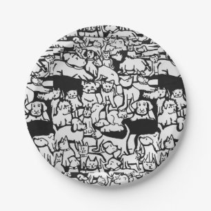 Dogs and Cats Cartoon" Paper Plates