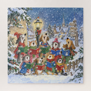 Dogs and Cats Christmas Caroling Jigsaw Puzzle