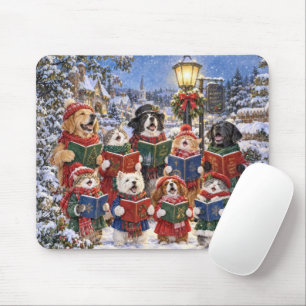 Dogs and Cats Christmas Caroling Mouse Mat