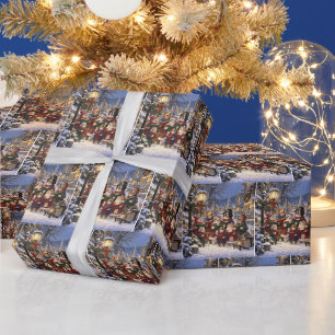 Dogs and Cats Christmas Caroling Wrapping Paper