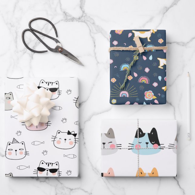 Dogs and cats design for children. wrapping paper sheet (Front)