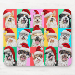 Dogs and Cats with Santa Beard Mouse Mat