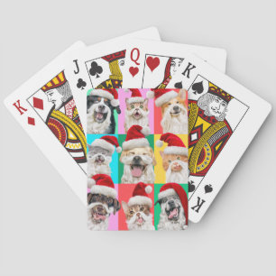 Dogs and Cats with Santa Beard Playing Cards