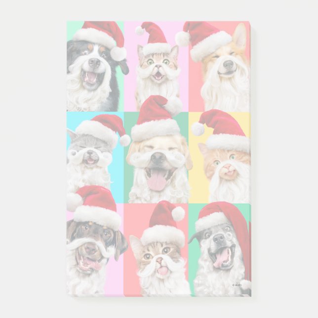 Dogs and Cats with Santa Beard Post-it Notes (Front)