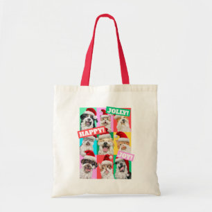 Dogs and Cats with Santa Beard Tote Bag