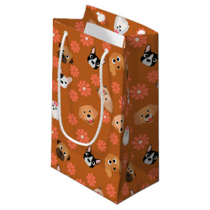 Dogs and Flowers Rust Small Gift Bag