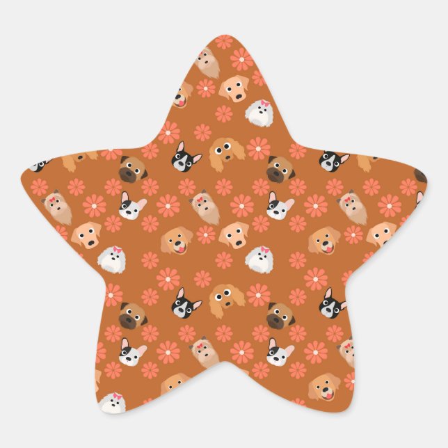 Dogs and Flowers Rust Star Sticker (Front)
