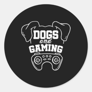 Dogs And Gaming Gamer Video Game Player Games Nerd Classic Round Sticker