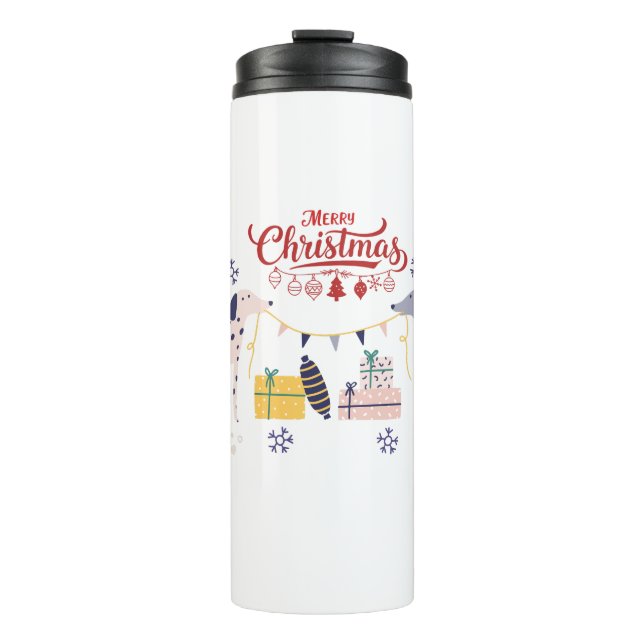 Dogs and Gifts Merry Christmas Thermal Tumbler (Front)