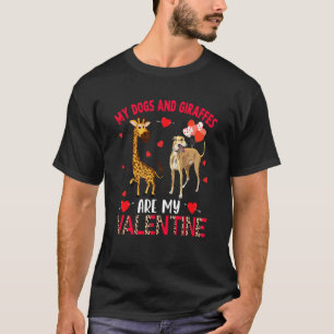 Dogs And Giraffes Are My Valentine Whippet With Gi T-Shirt