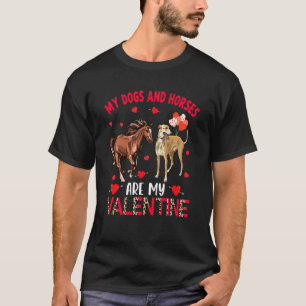 Dogs And Horses Are My Valentine Whippet With Hors T-Shirt