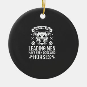 Dogs And Horses Leading Men Ceramic Tree Decoration