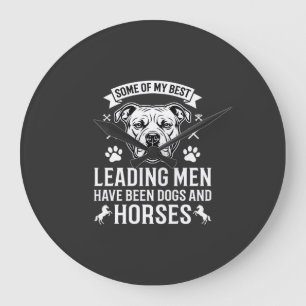 Dogs And Horses Leading Men Large Clock