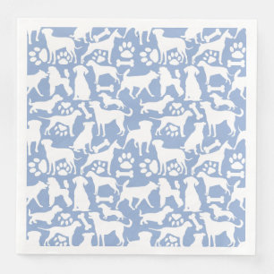 Dogs and paws pattern 02.b LBlue BG Napkin