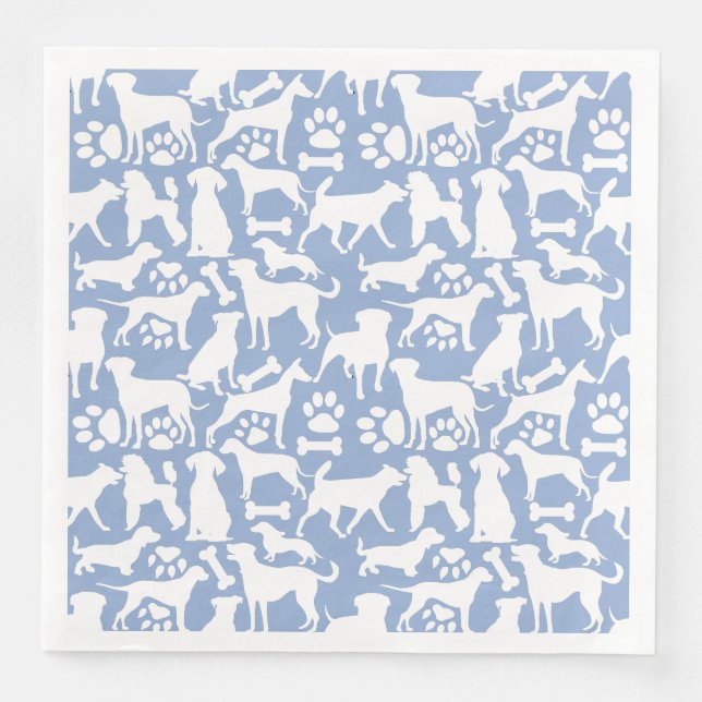 Dogs and paws pattern 02.b LBlue BG Napkin (Front)