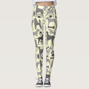 Dogs and paws pattern 03.b Lyellow BG v2A Leggings