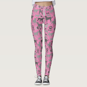 Dogs and paws pattern 03.b Pink BG Leggings