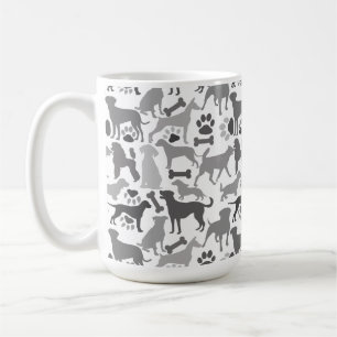 Dogs and paws pattern 03.b White BG Coffee Mug