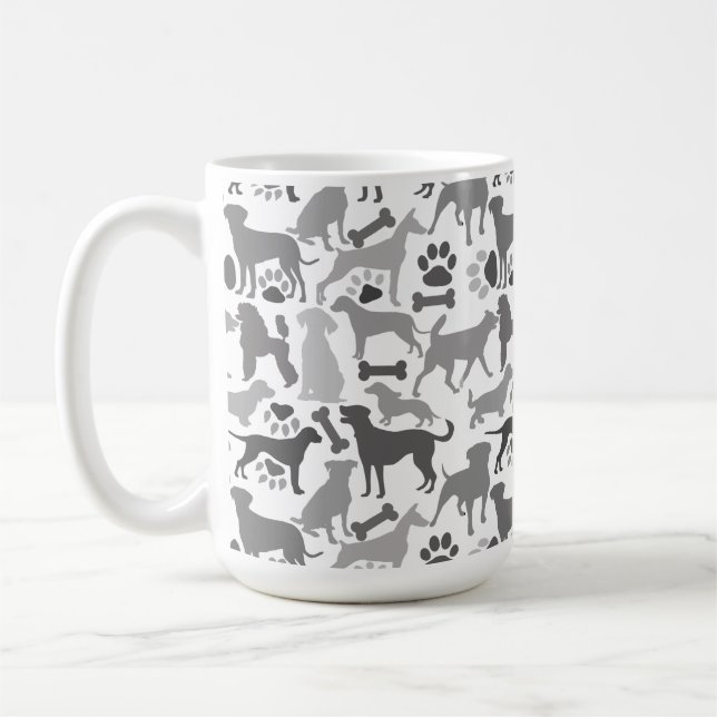 Dogs and paws pattern 03.b White BG Coffee Mug (Left)
