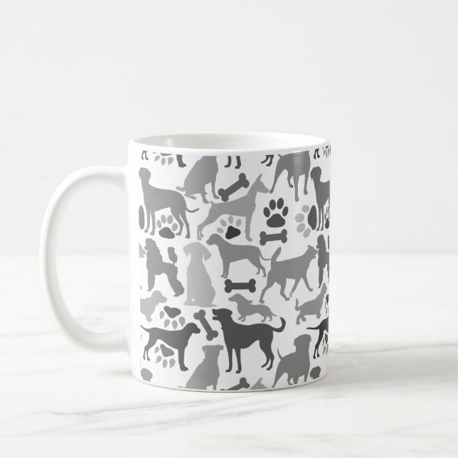 Dogs and paws pattern 03.b White BG Coffee Mug (Left)