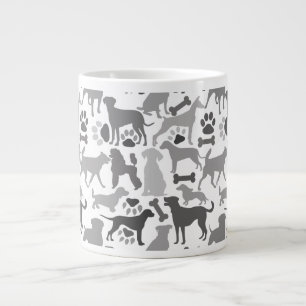 Dogs and paws pattern 03.b White BG Large Coffee Mug