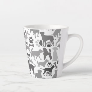 Dogs and paws pattern 03.b White BG Latte Mug