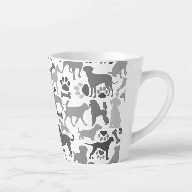 Dogs and paws pattern 03.b White BG Latte Mug (Right)