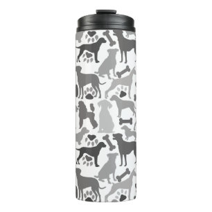 Dogs and paws pattern 03.b White BG Thermal Tumbler