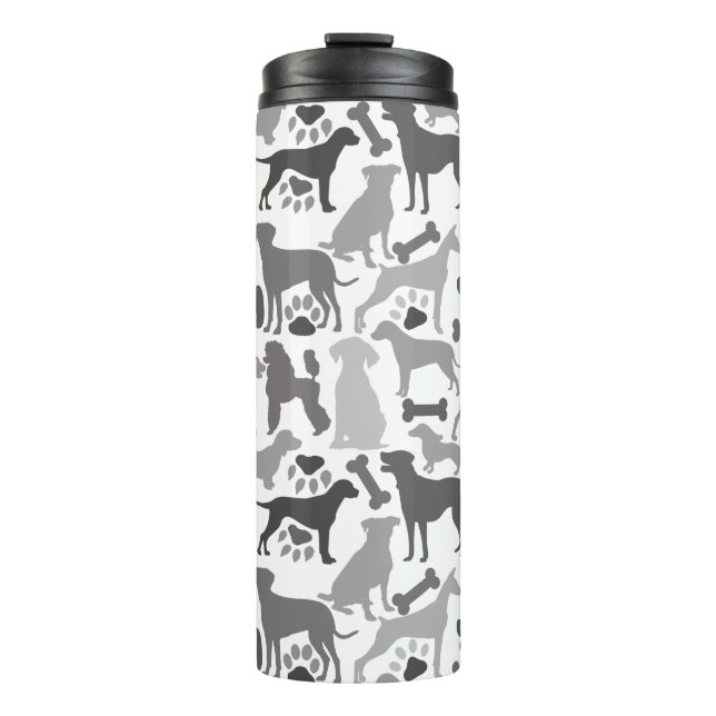 Dogs and paws pattern 03.b White BG Thermal Tumbler (Front)