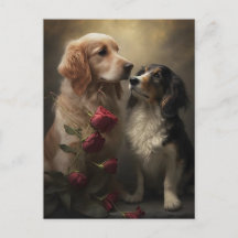 Dogs and Roses Valentine/Anniversary Greeting Card