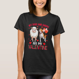 Dogs And Sheeps Are My Valentine Beagle With Sheep T-Shirt