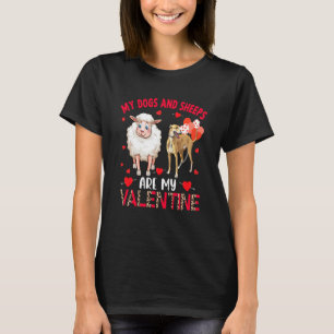 Dogs And Sheeps Are My Valentine Whippet With Shee T-Shirt