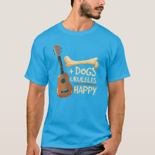 Dogs and Ukulele Makes Me Happy Novelty T-Shirt