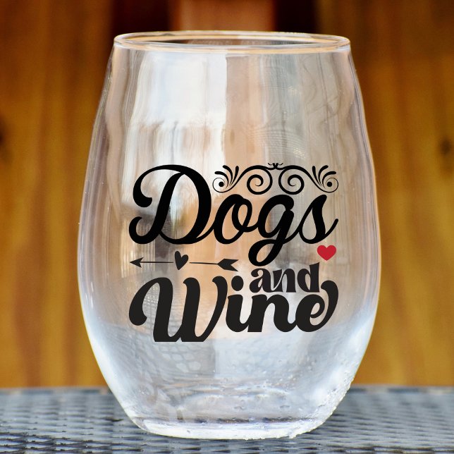 Dogs and Wine Stemless Glass (Creator Uploaded)