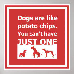 Dogs are like potato chips poster