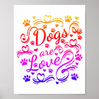 Dogs Are Love Paws And Hearts Typography