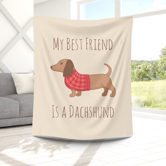 Dogs are my Favourite People Dachshund Sausage Dog Fleece Blanket (Creator Uploaded)