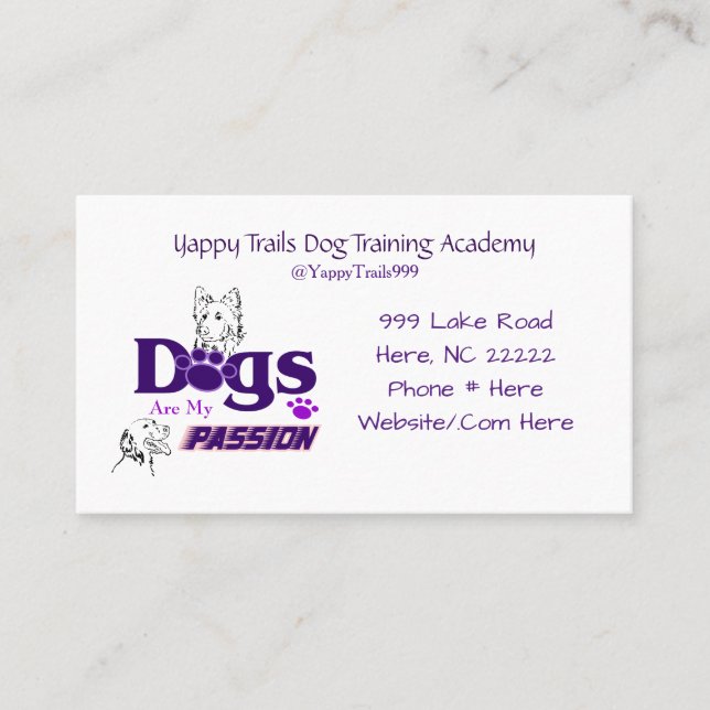 Dogs Are My Passion Dog Trainer Business Cards (Front)