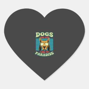 Dogs Are Our Link to Paradise Retro Vector Heart Sticker