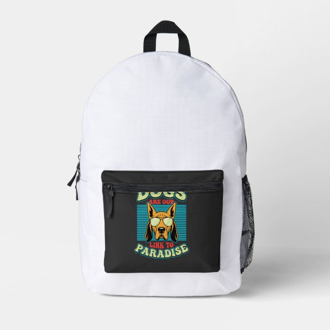 Dogs Are Our Link to Paradise Retro Vector Printed Backpack (Front)