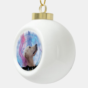 Dogs Are Whole Life Colourful Ceramic Ball Christmas Ornament