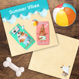 Dogs at Beach Summer Vibes Card