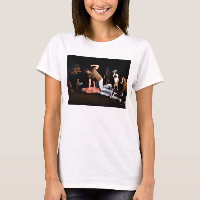 Dogs at Manfight ladies shirt (Front)