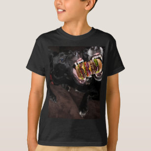 Dogs attacking a huge burger. T-Shirt