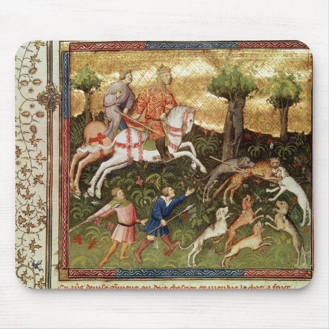 Dogs attacking a leopard, from a book mouse mat (Front)
